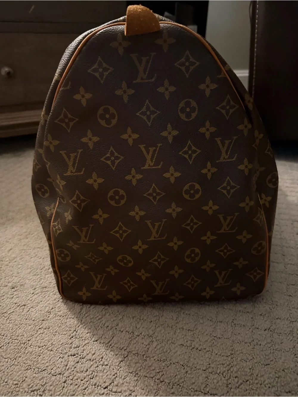 Louis Vuitton Speedy 60 Monogram Canvas Travel Bag with Tan Trim